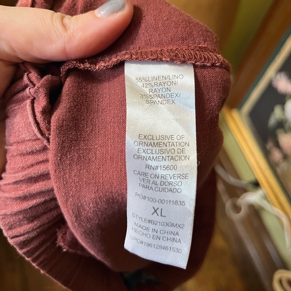 Democracy rust linen-blend patch pocket crop palazzo pants, XL - Picture 6 of 12